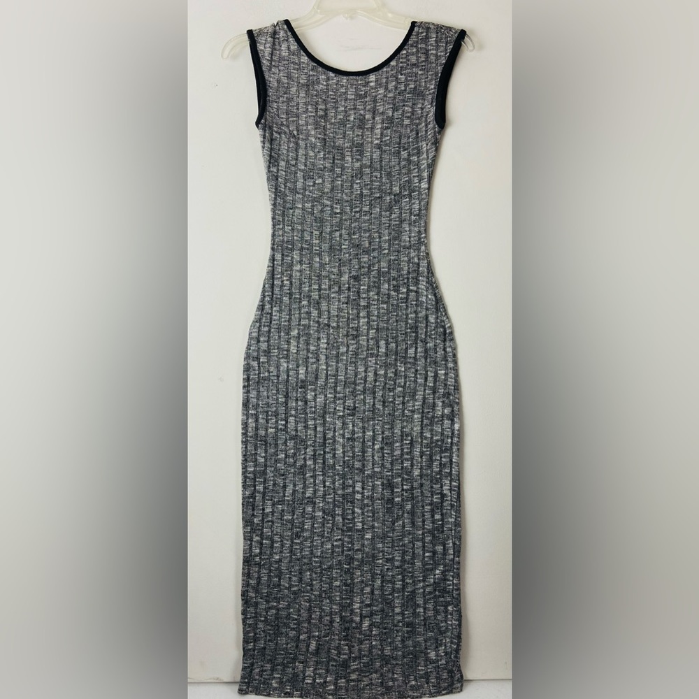 January 7 Black White Bodycon Knit Maxi Dress Small (sku495)